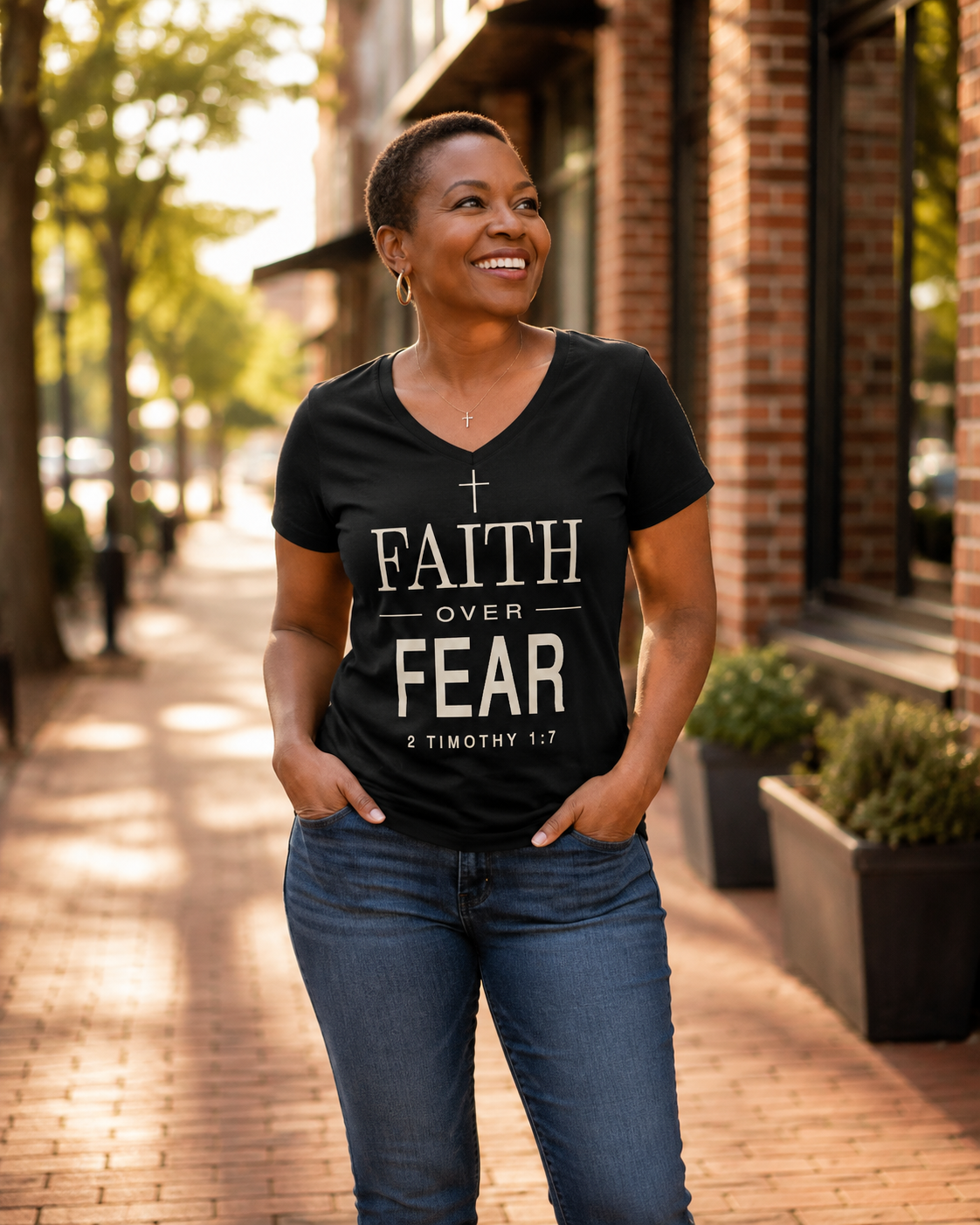 Faith Over Fear V-Neck Tee