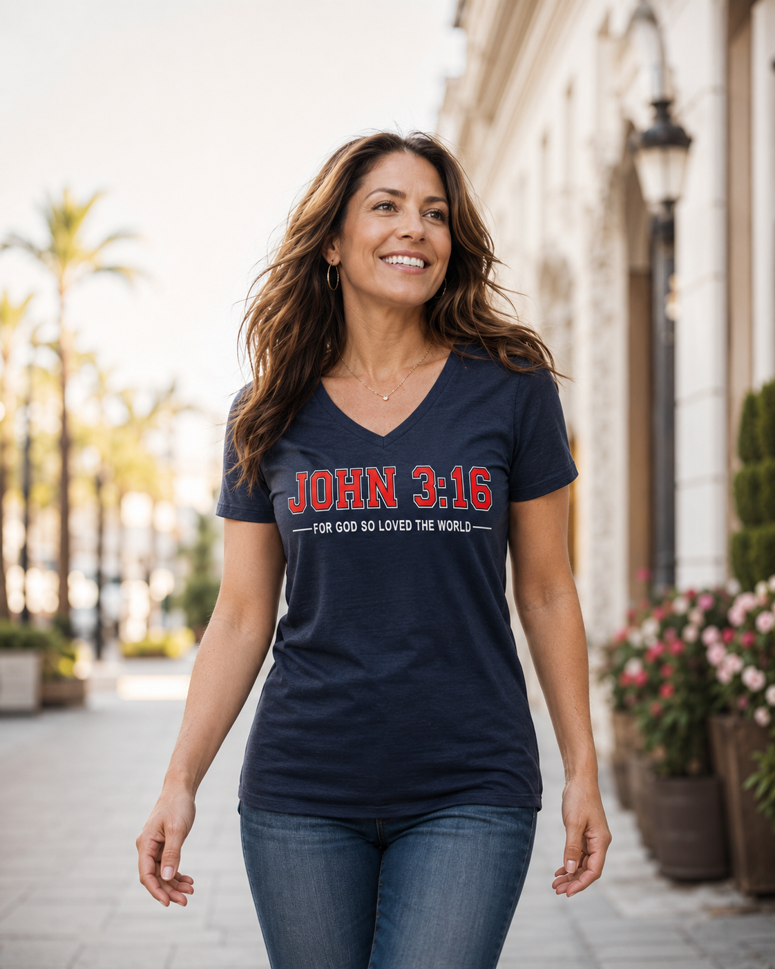 John 3:16 V-Neck T‑Shirt — Christian Faith Tee, "For God So Loved the World"