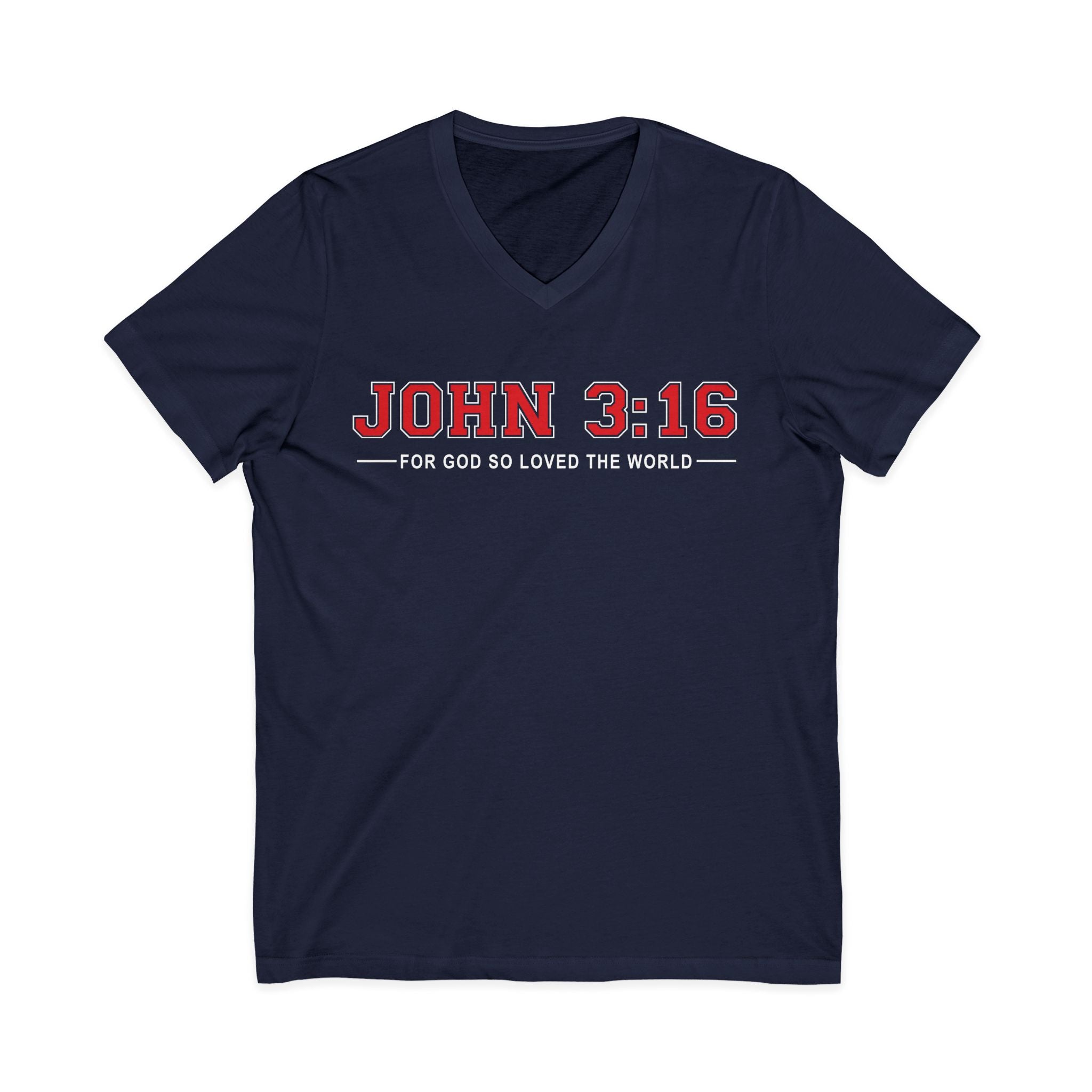 John 3:16 V-Neck T‑Shirt — Christian Faith Tee, "For God So Loved the World"