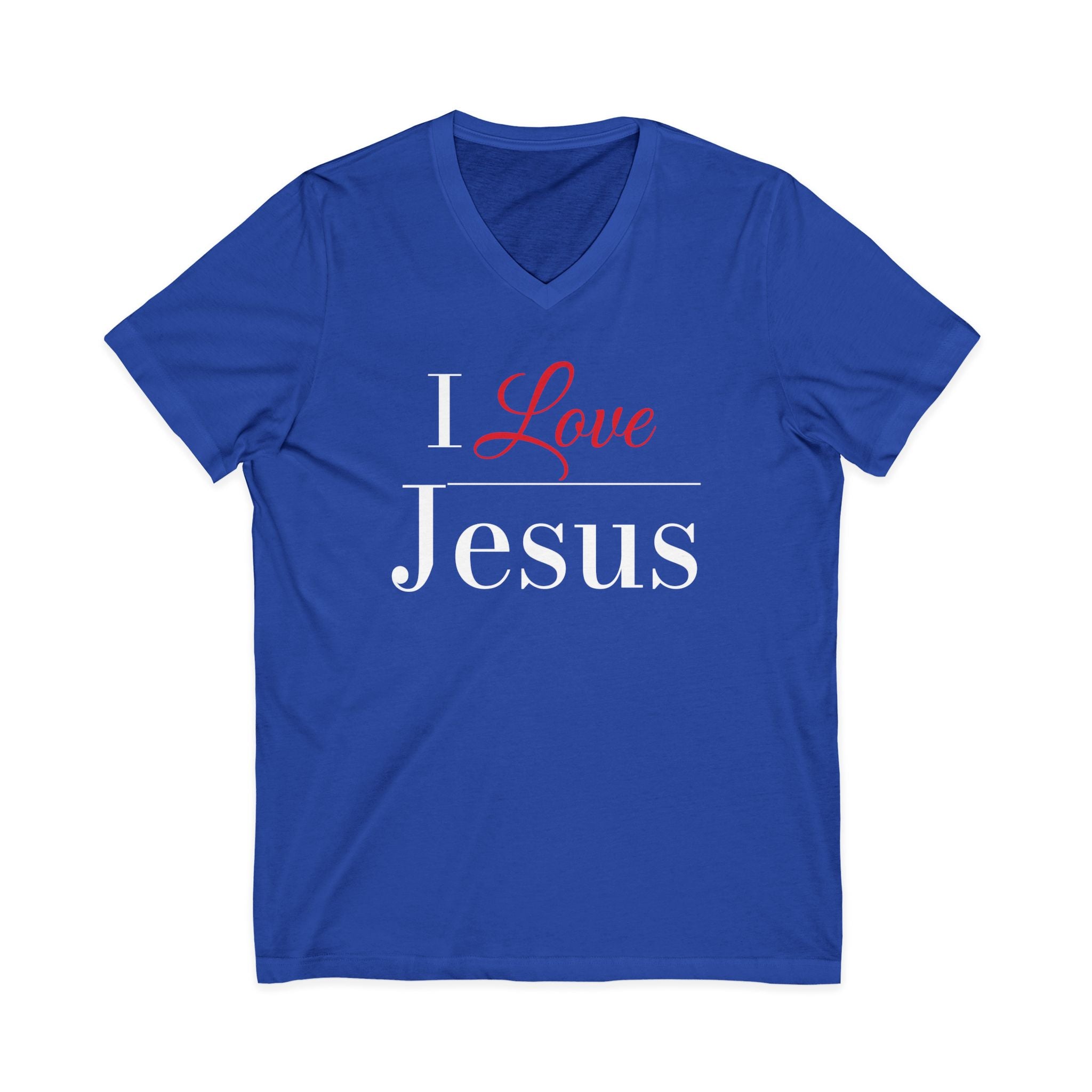 I Love Jesus V-Neck Tee — Christian Faith Shirt