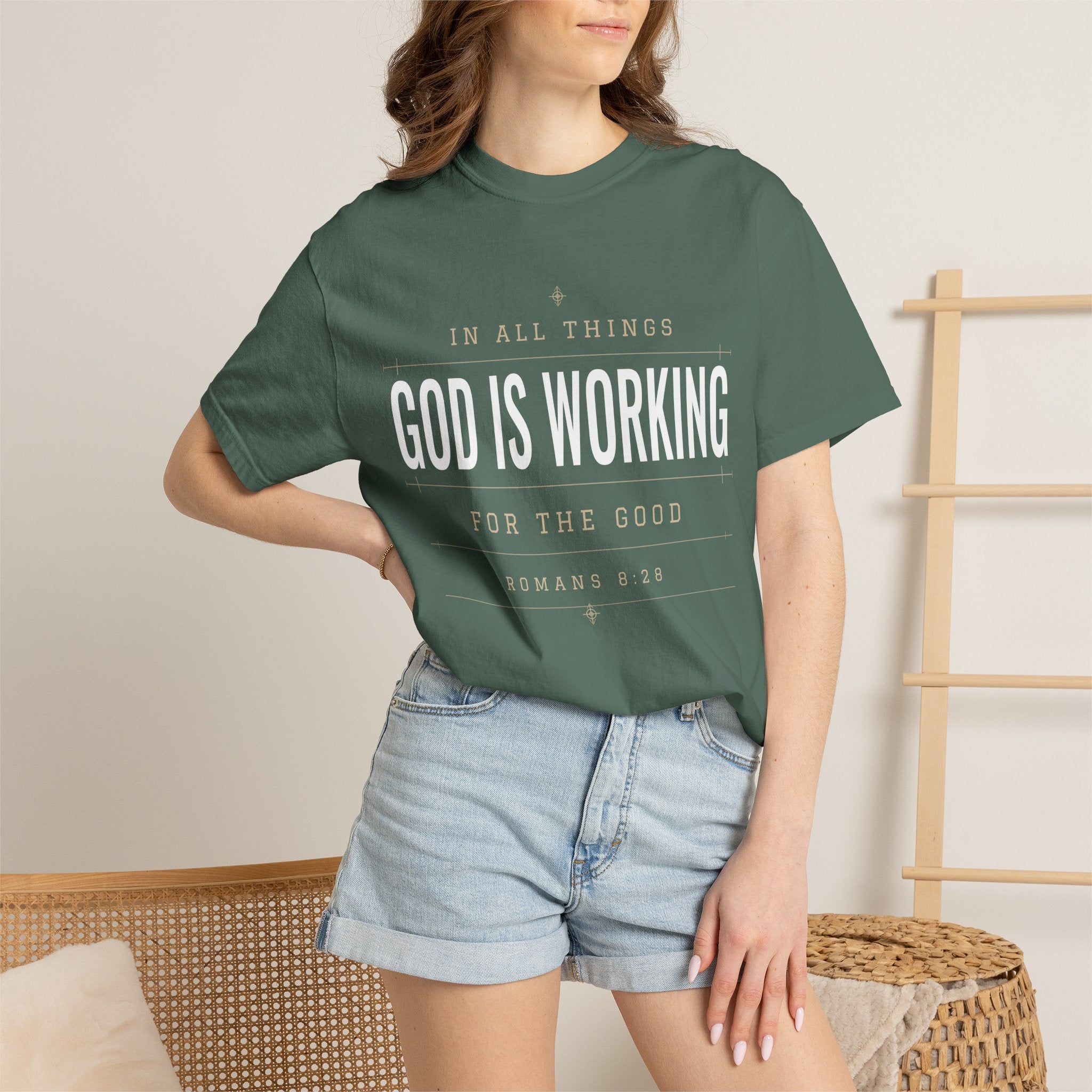 God Is Working Scripture T-Shirt | Romans 8:28 Faith Tee
