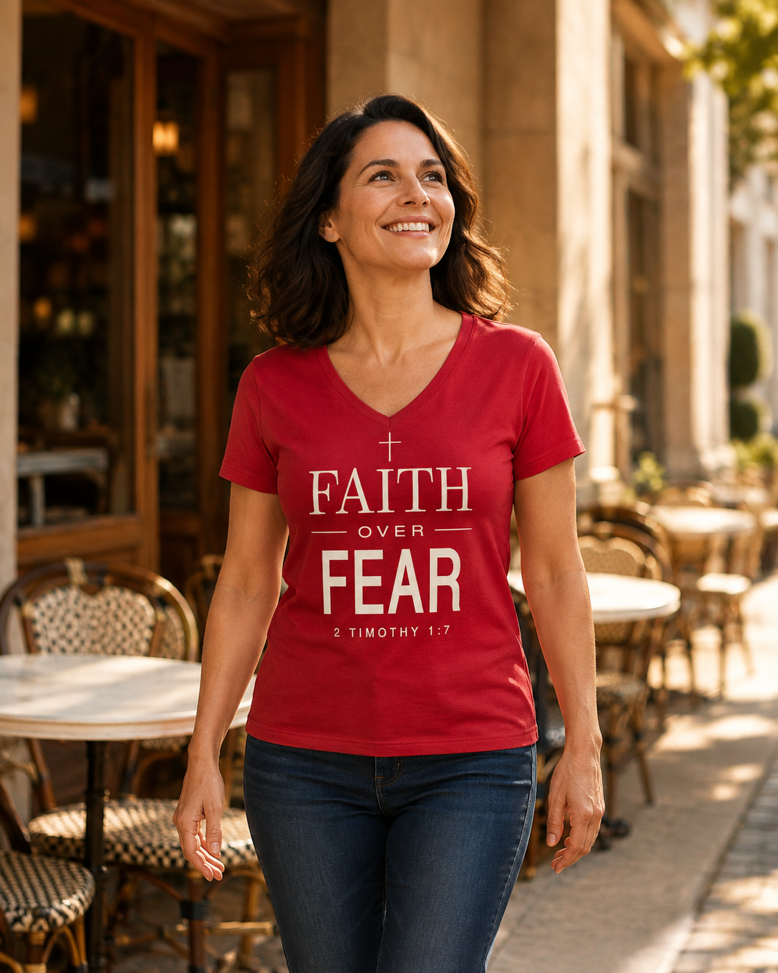 Faith Over Fear V-Neck Tee
