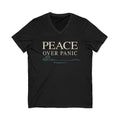 Peace Over Panic V-Neck Tee — Christian Faith Calm Shirt (Philippians 4:6)