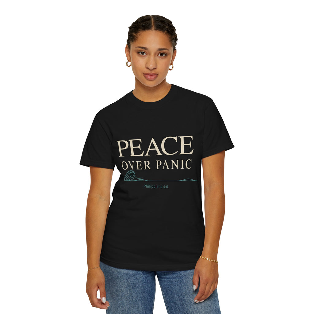 Peace Over Panic T-shirt | Inspirational Scripture Philippians 4:6 Tee