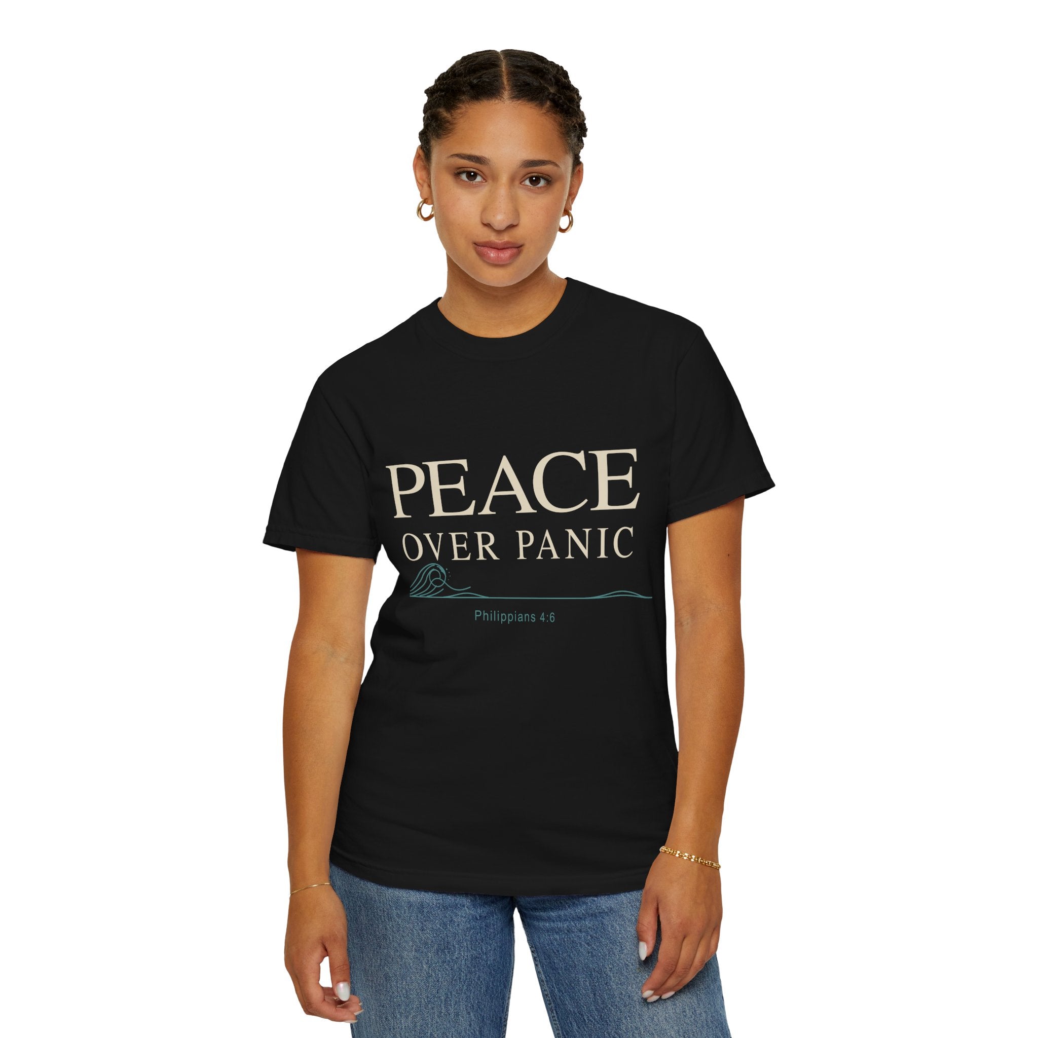 Peace Over Panic T-shirt | Inspirational Scripture Philippians 4:6 Tee