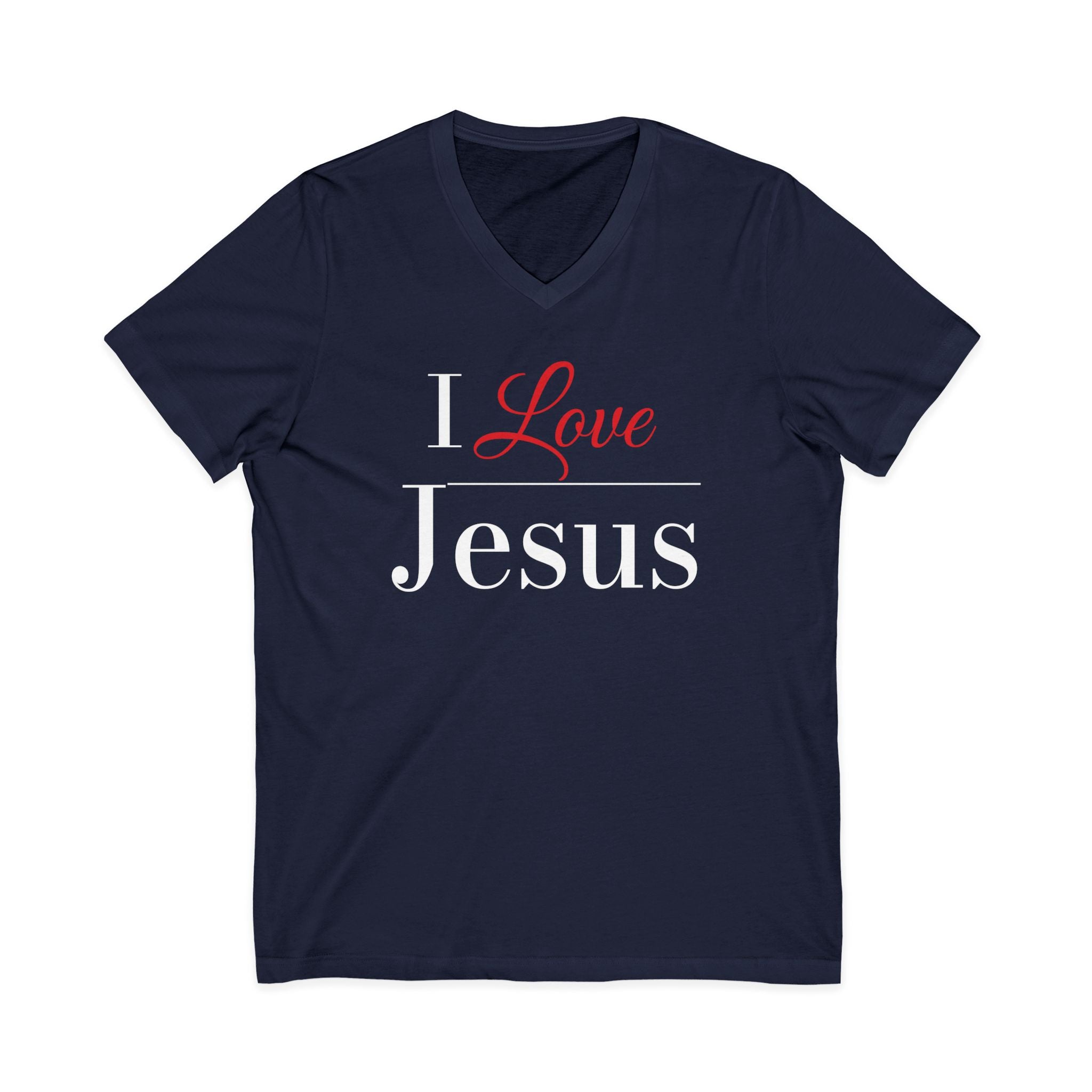 I Love Jesus V-Neck Tee — Christian Faith Shirt