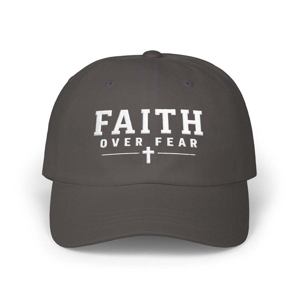Faith Over Fear Embroidered Cap — Christian Baseball Hat with Cross