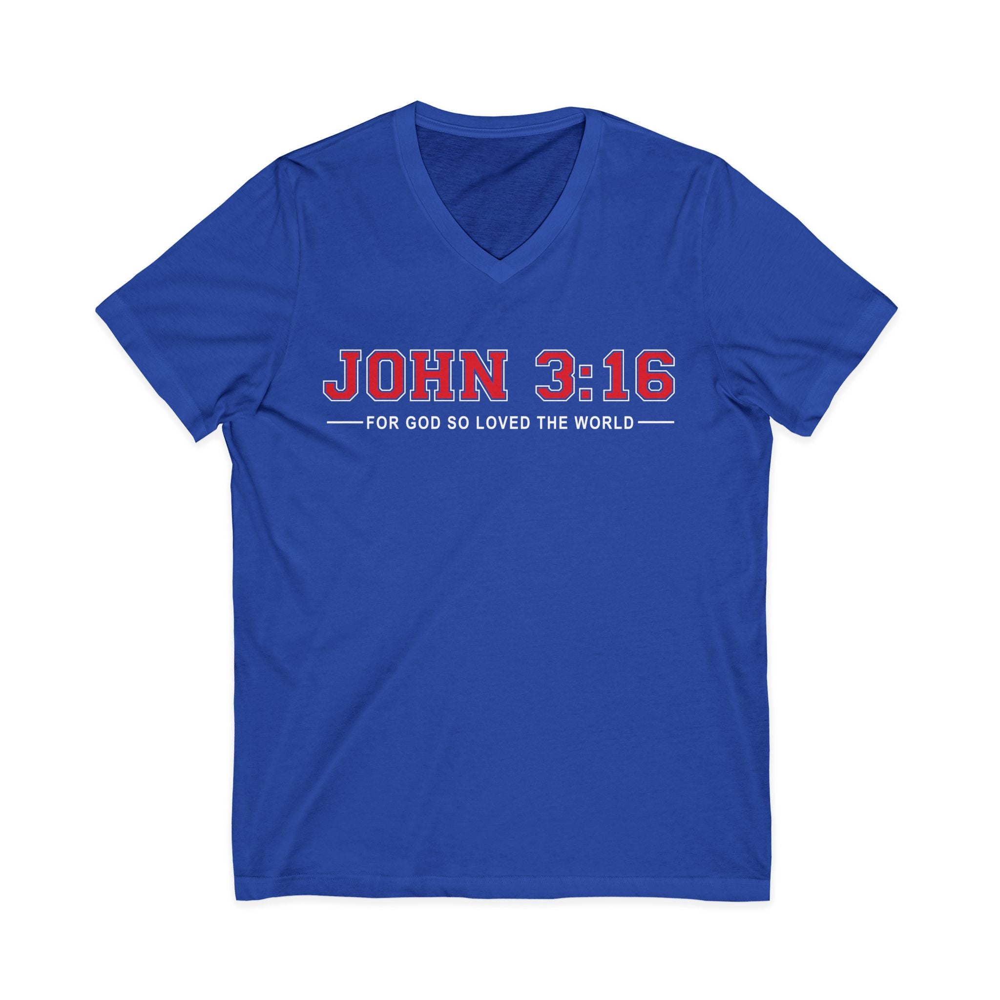 John 3:16 V-Neck T‑Shirt — Christian Faith Tee, "For God So Loved the World"