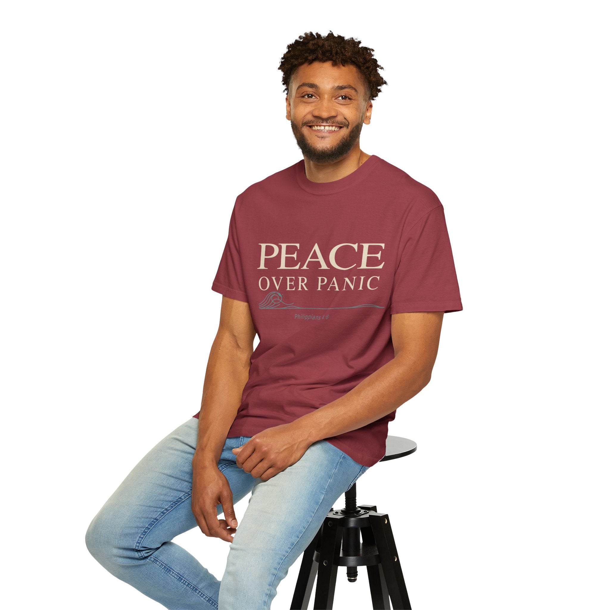 Peace Over Panic T-shirt | Inspirational Scripture Philippians 4:6 Tee