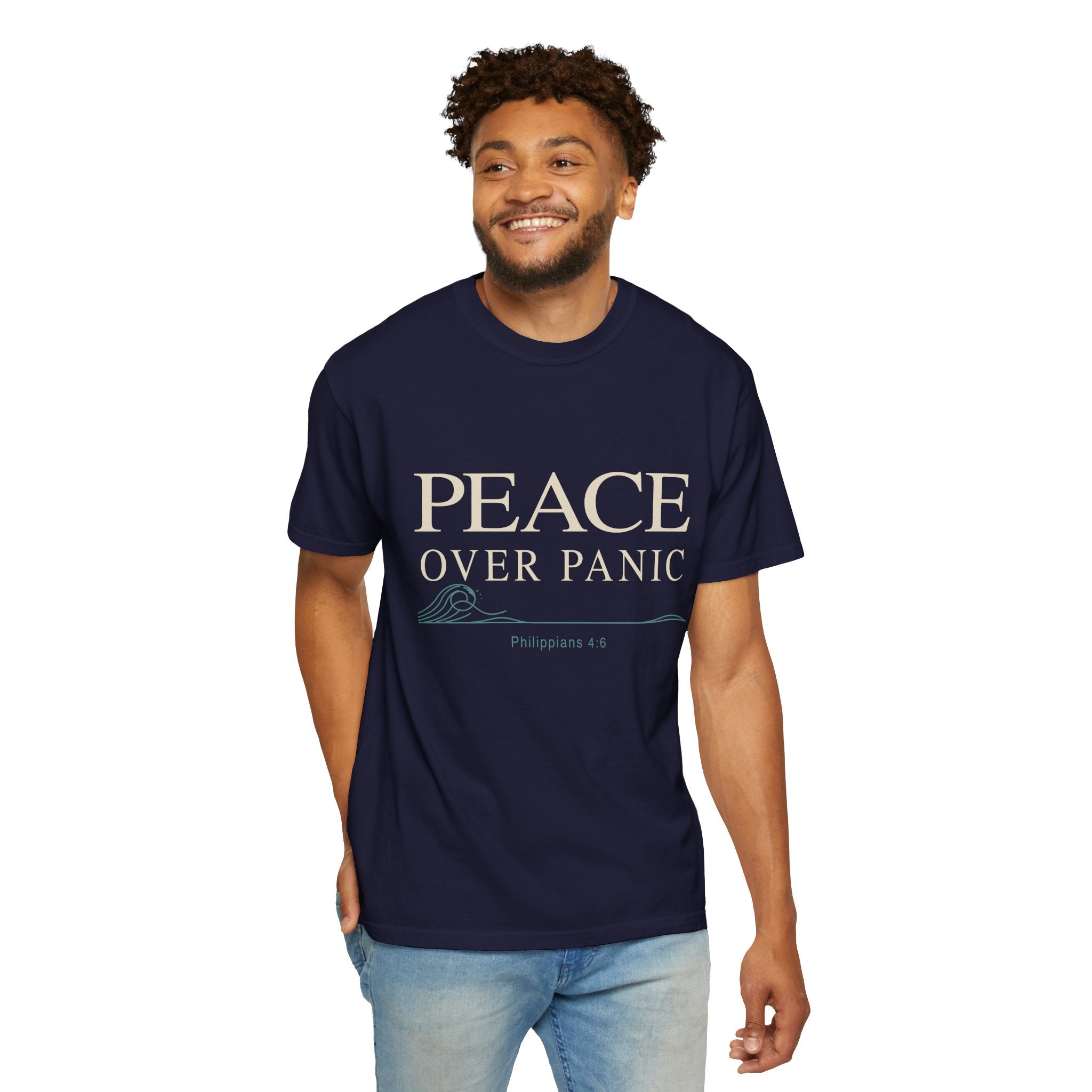 Peace Over Panic T-shirt | Inspirational Scripture Philippians 4:6 Tee