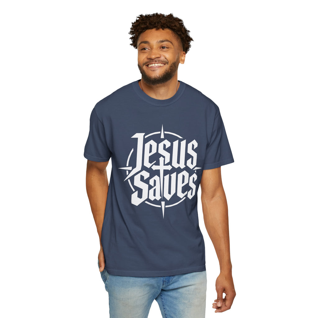 Jesus Saves T-shirt | Christian Faith Typography, Cross Compass Design