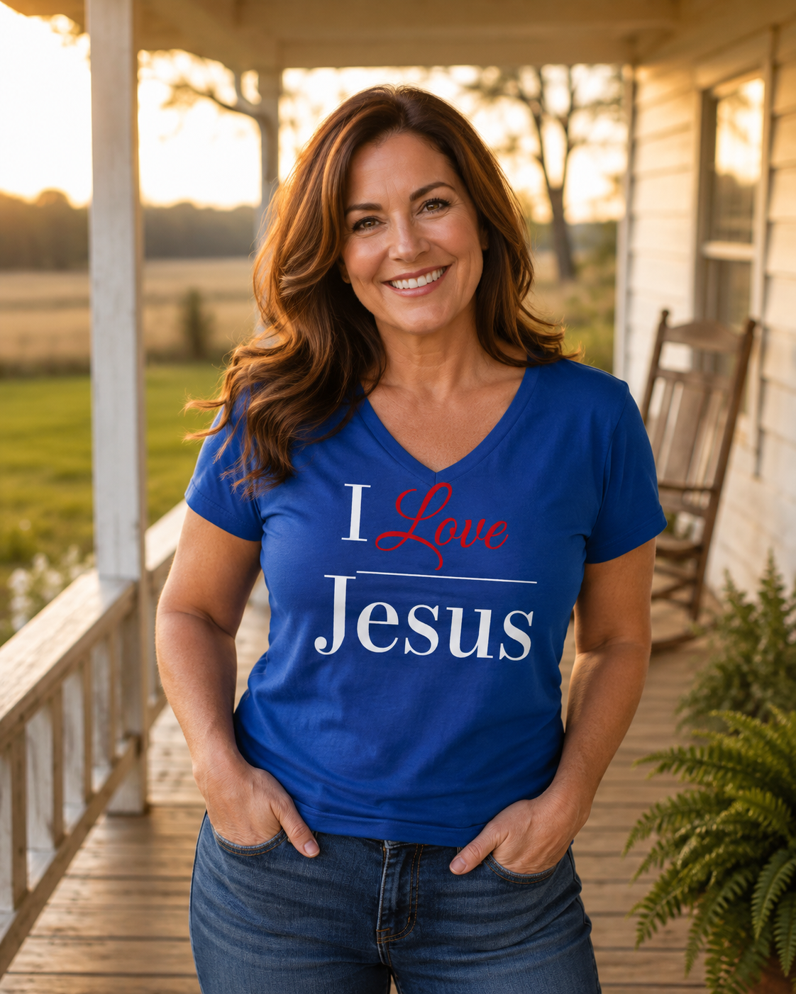 I Love Jesus V-Neck Tee — Christian Faith Shirt
