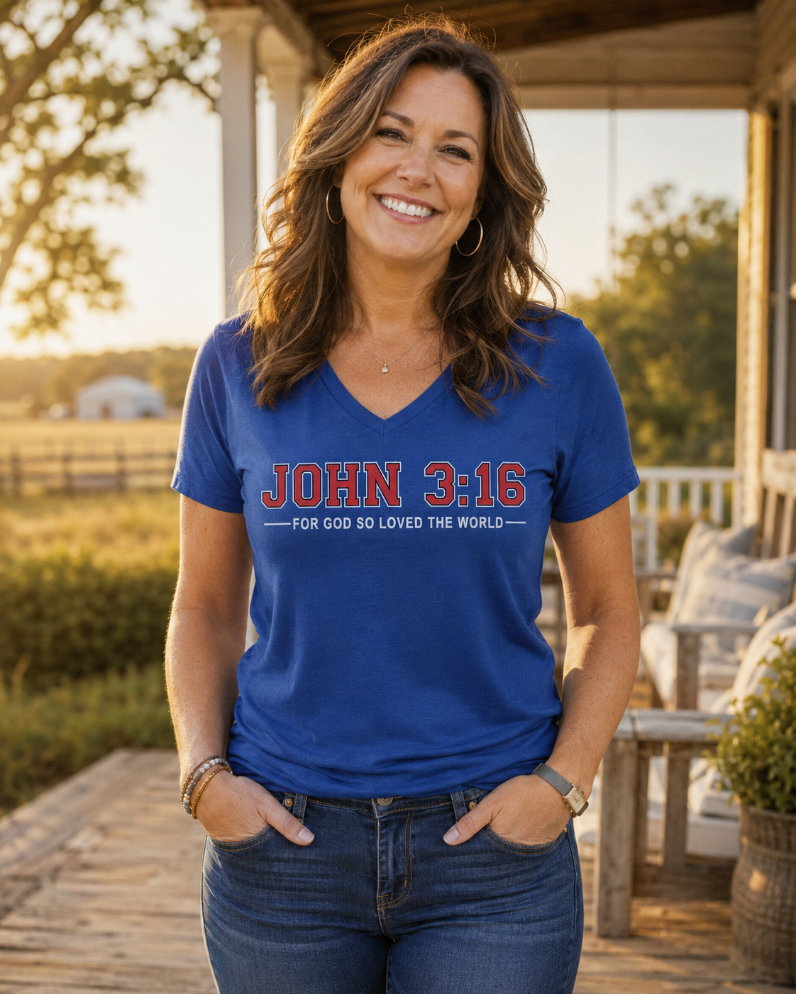 John 3:16 V-Neck T‑Shirt — Christian Faith Tee, "For God So Loved the World"
