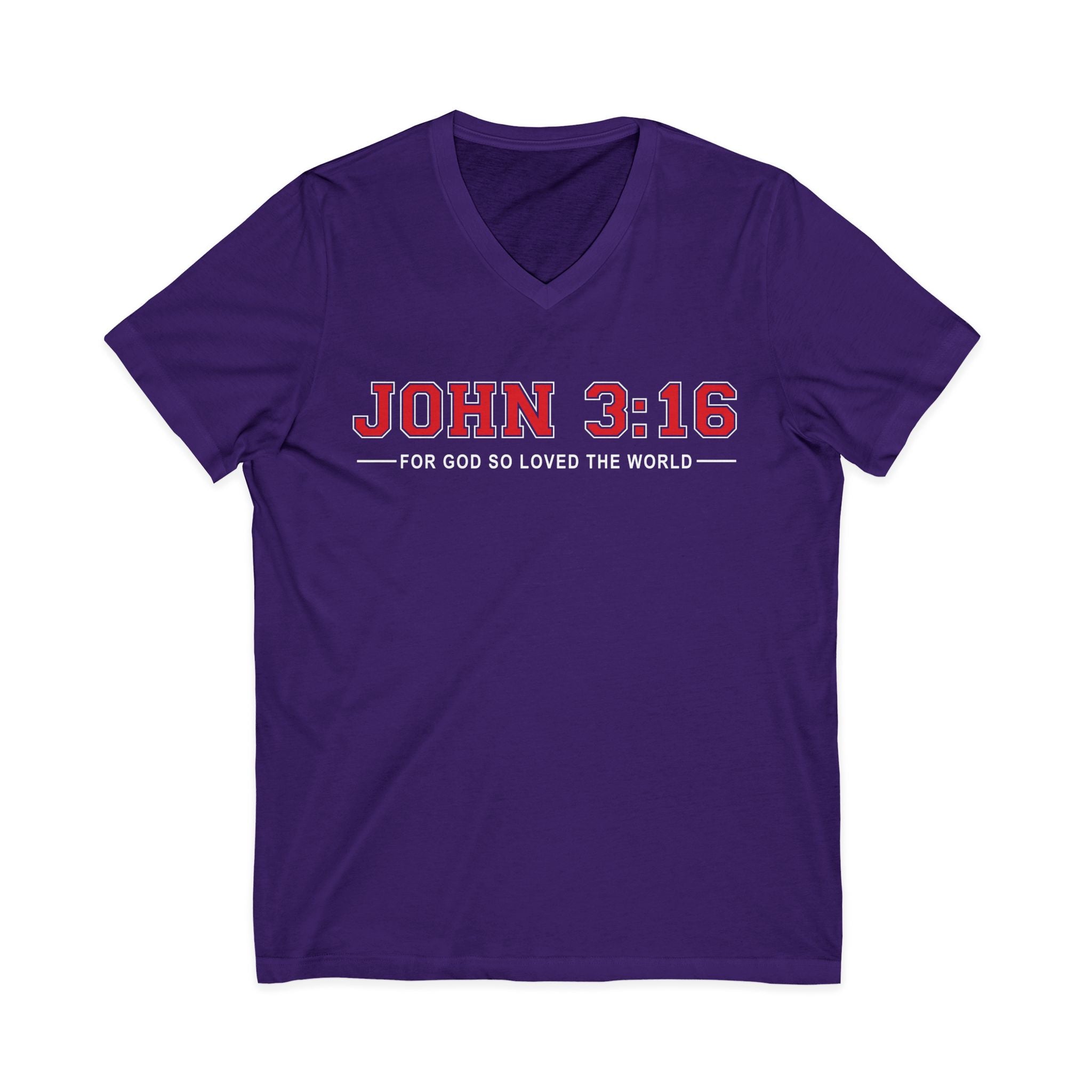 John 3:16 V-Neck T‑Shirt — Christian Faith Tee, "For God So Loved the World"