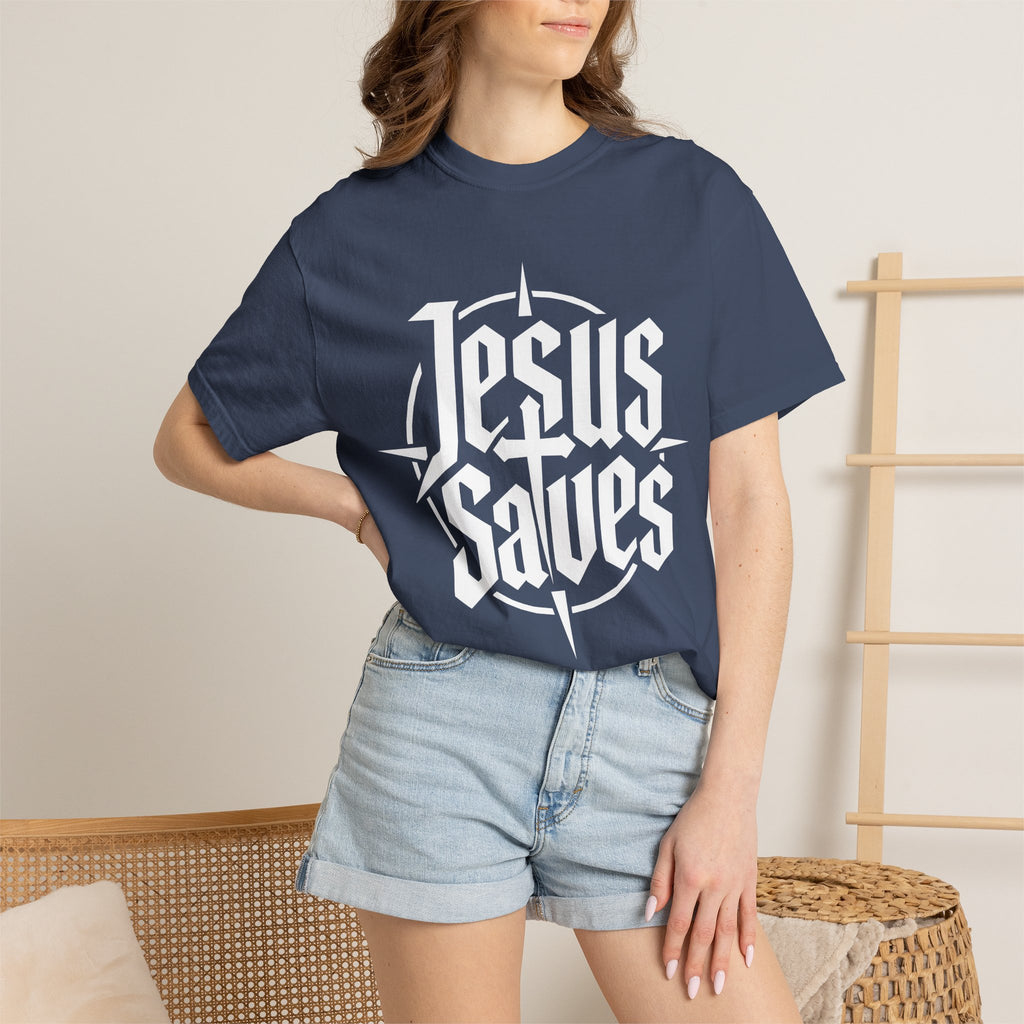 Jesus Saves T-shirt | Christian Faith Typography, Cross Compass Design