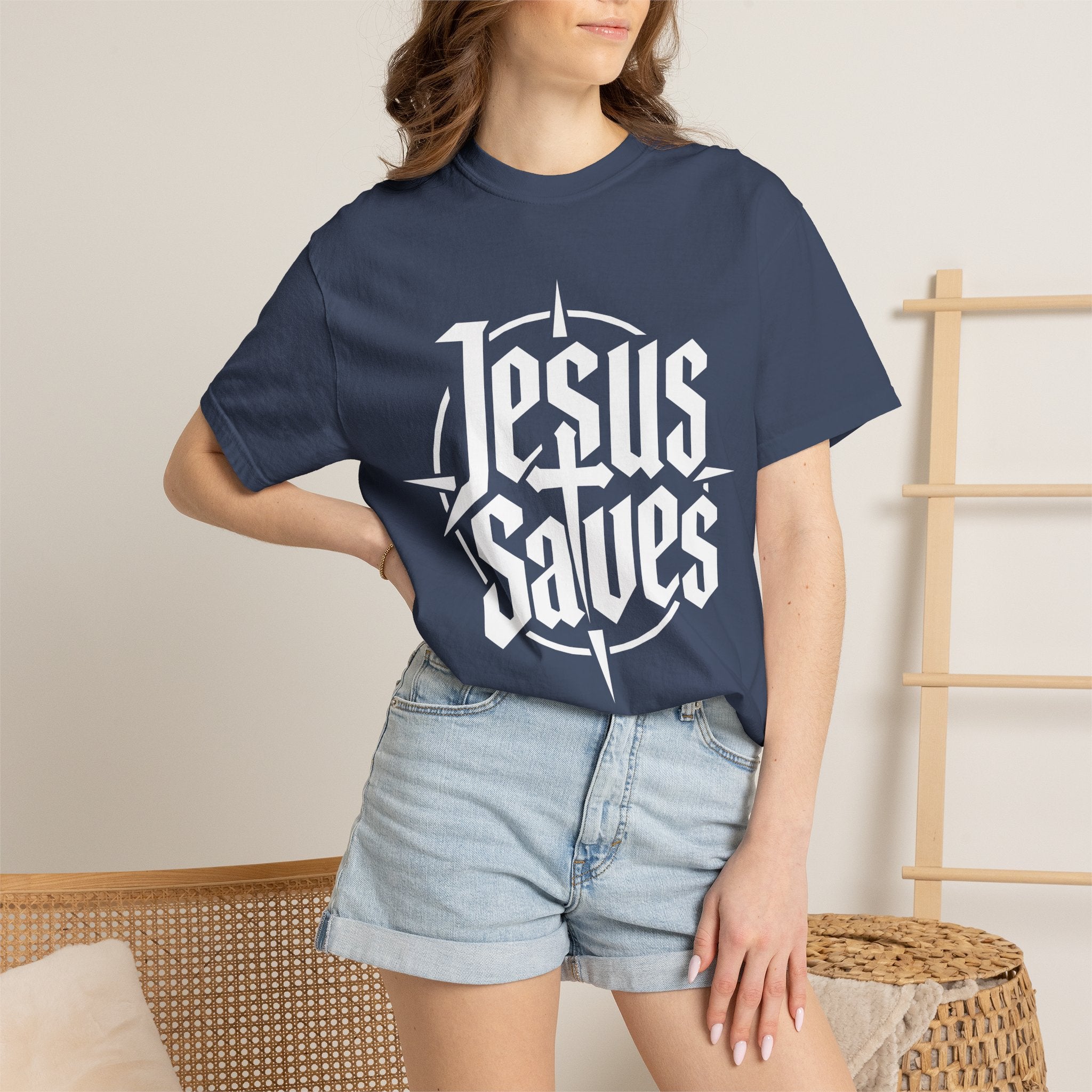 Jesus Saves T-shirt | Christian Faith Typography, Cross Compass Design