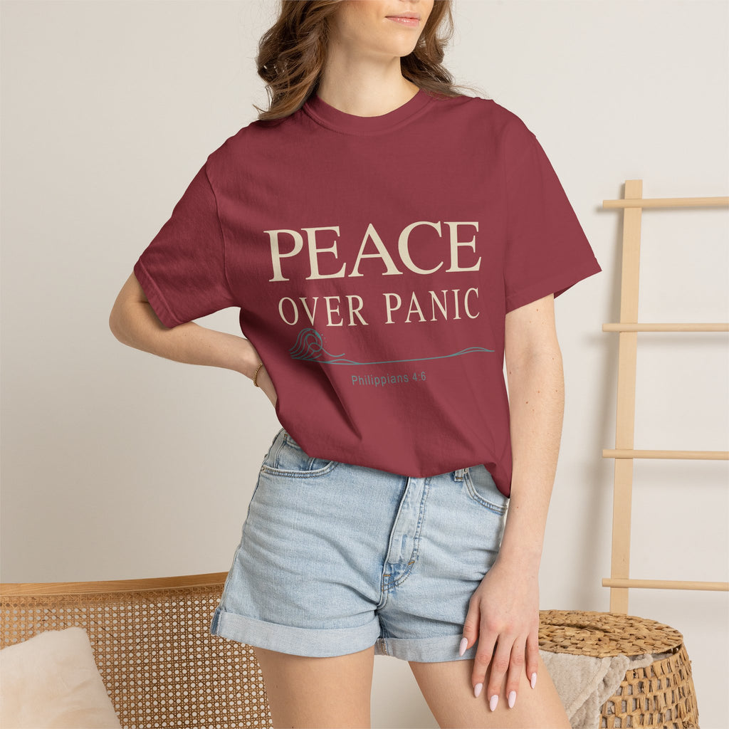Peace Over Panic T-shirt | Inspirational Scripture Philippians 4:6 Tee