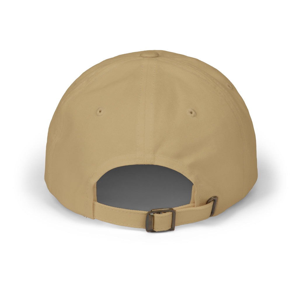 Rear view of a khaki John 3:16 Christian baseball cap with adjustable fabric strap and brass buckle on a plain white background.