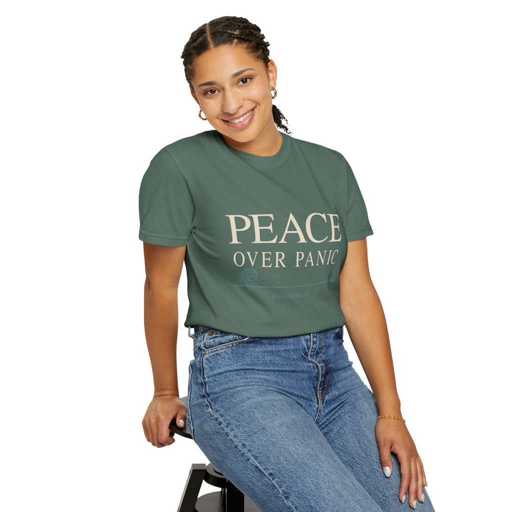 Peace Over Panic T-shirt | Inspirational Scripture Philippians 4:6 Tee