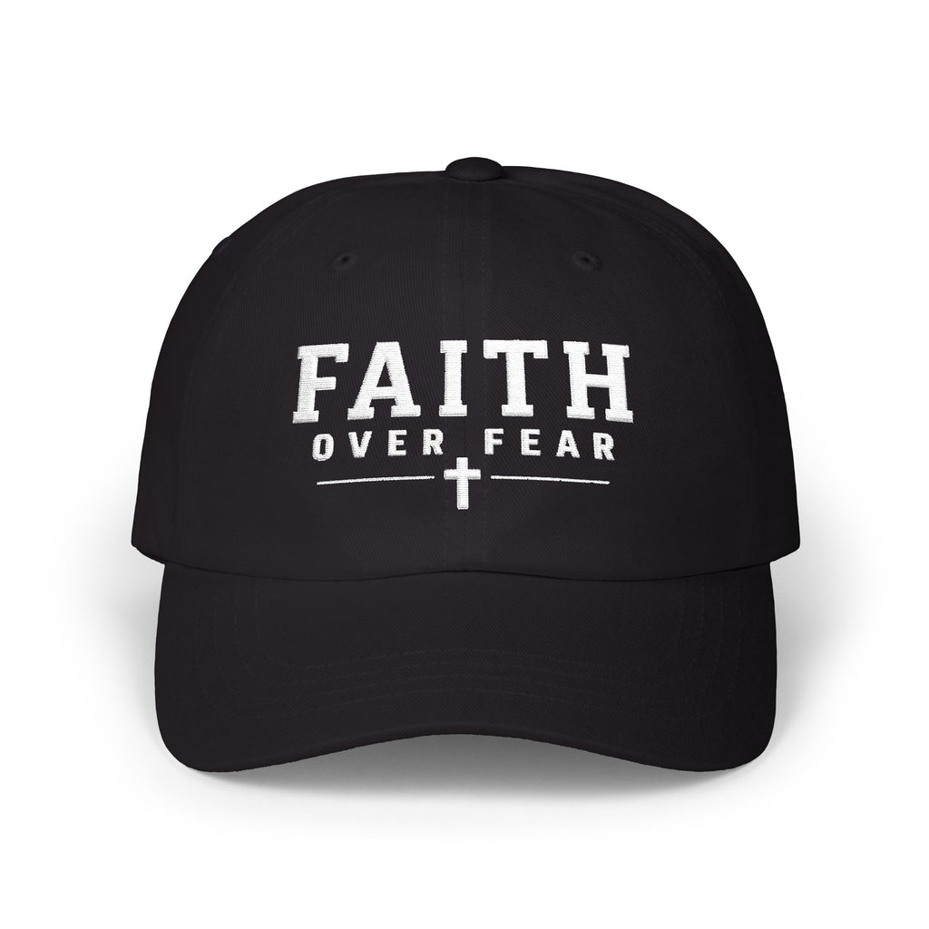 Faith Over Fear Embroidered Cap — Christian Baseball Hat with Cross
