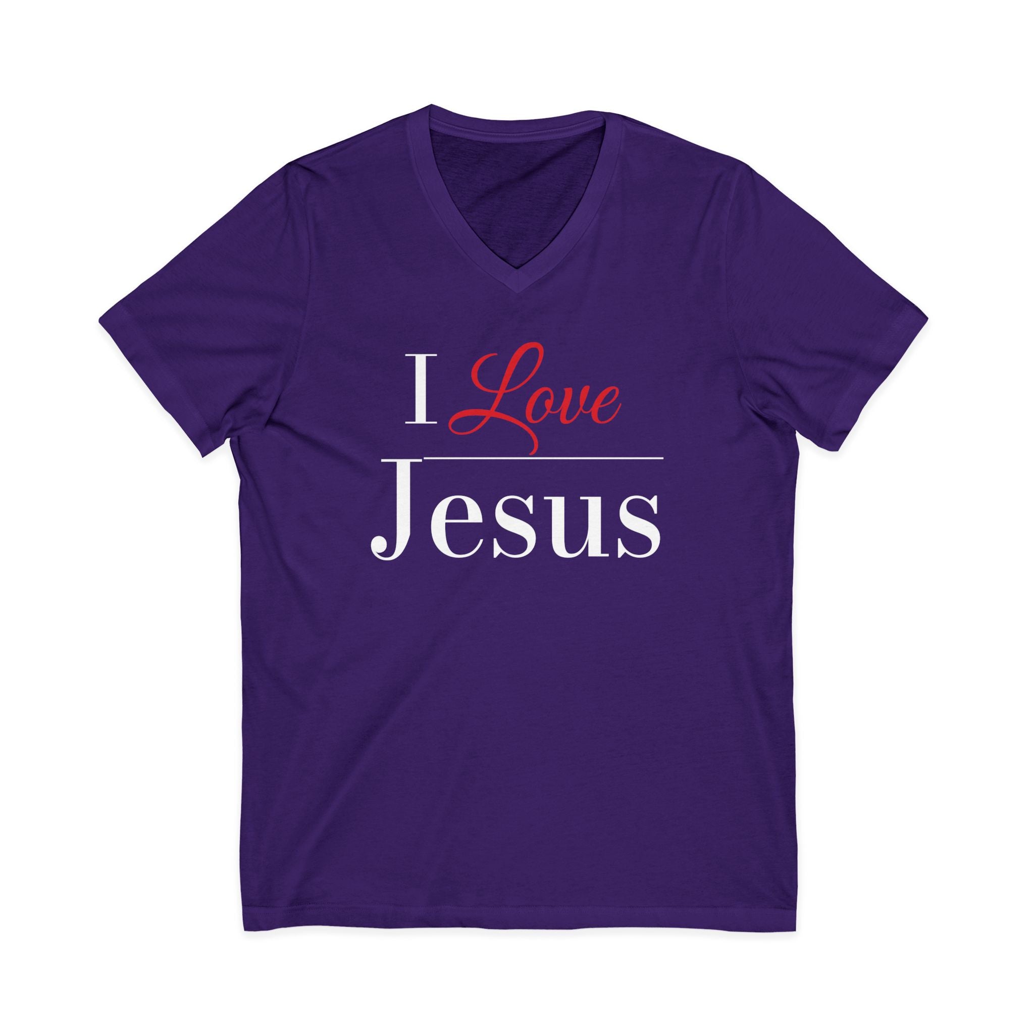 I Love Jesus V-Neck Tee — Christian Faith Shirt