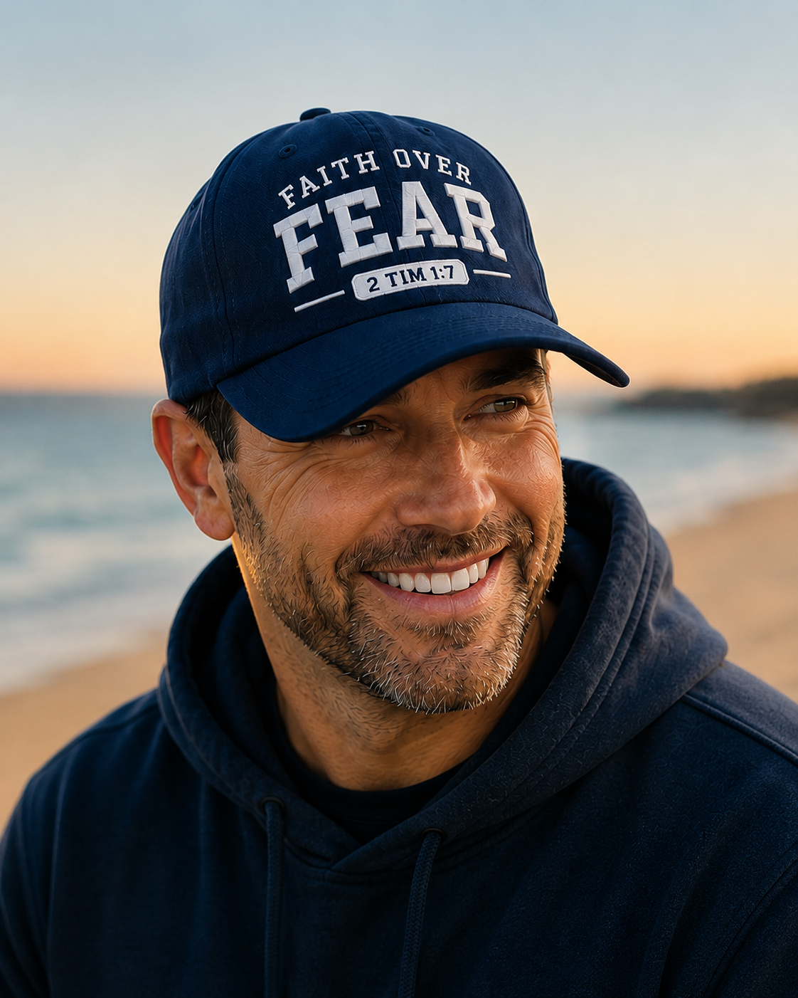 Faith Over Fear Embroidered Cap — Christian Baseball Hat with 2 Tim 1:7 Scripture