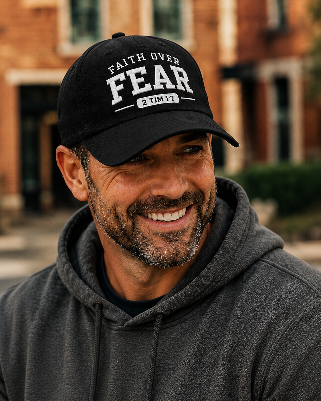 Faith Over Fear Embroidered Cap — Christian Baseball Hat with 2 Tim 1:7 Scripture