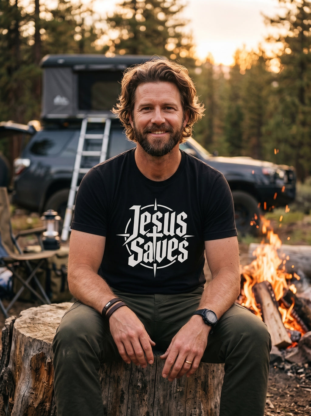 Jesus Saves T-shirt | Christian Faith Typography, Cross Compass Design