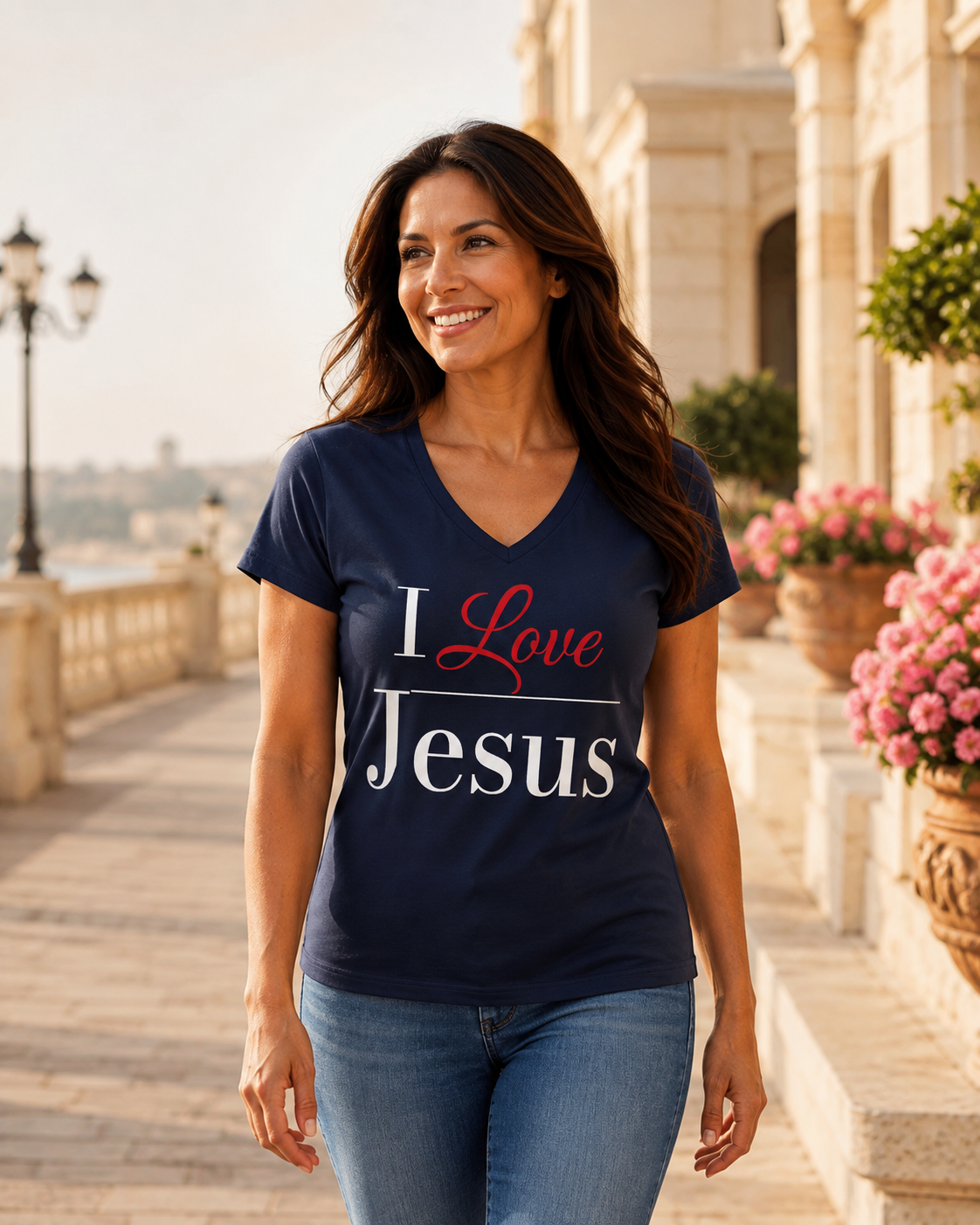 I Love Jesus V-Neck Tee — Christian Faith Shirt