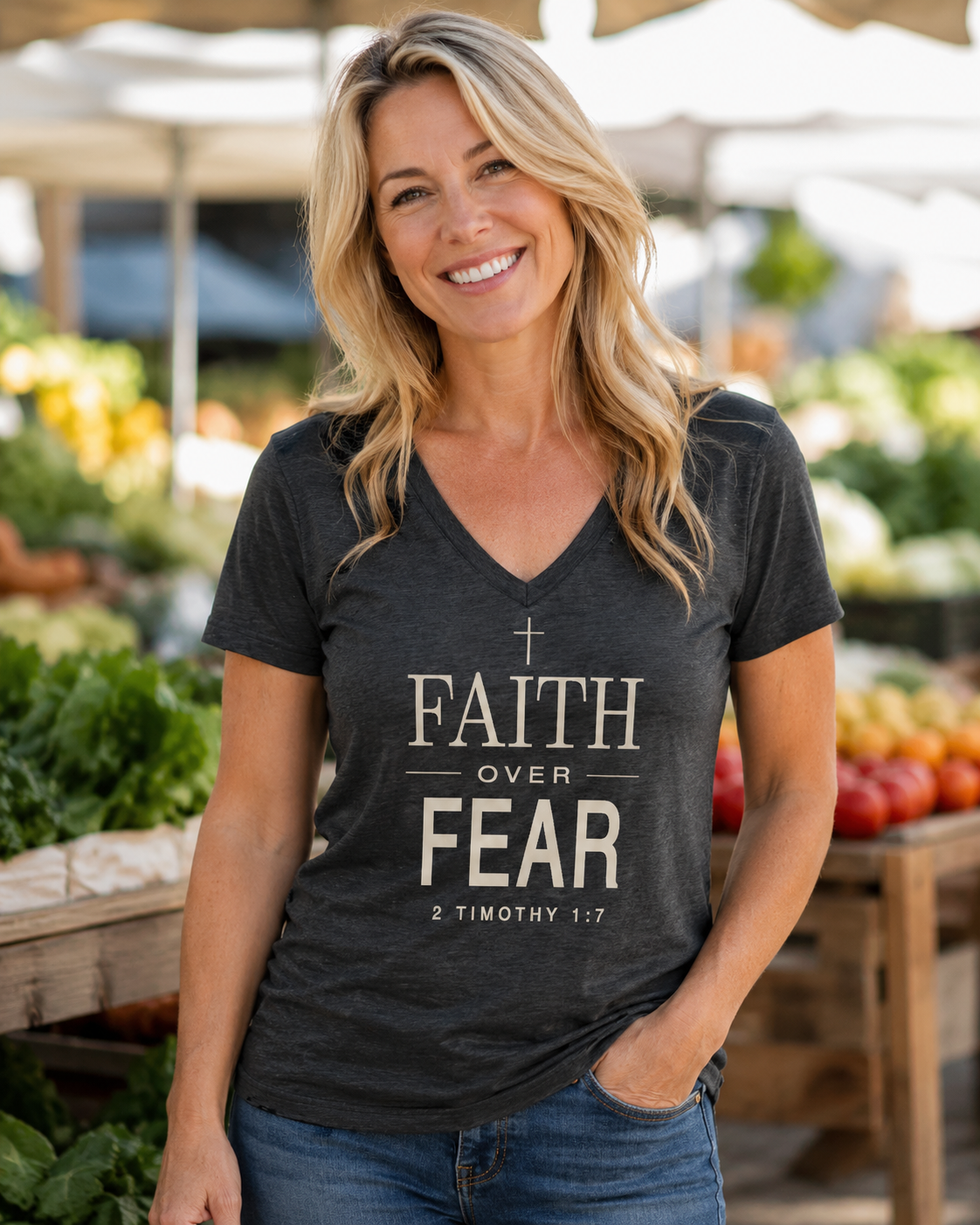 Faith Over Fear V-Neck Tee